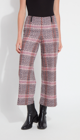 Romina Wide Leg Tweed Pant in Rouge Plaid