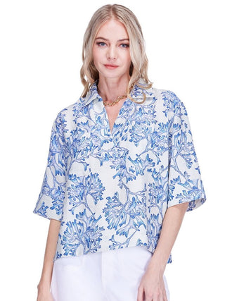 Pocket Overshirt in Blue Coral