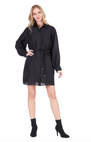 Shirtdress W/ Tie - Black