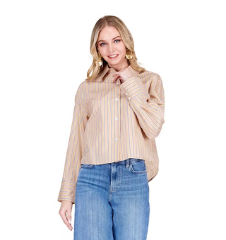 Crop Blouse - Acorn Stripe