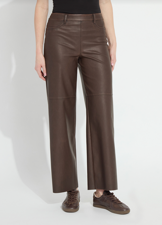 Cortina Hi Waist Wide Leg Vegan Leather Pant in Truffle