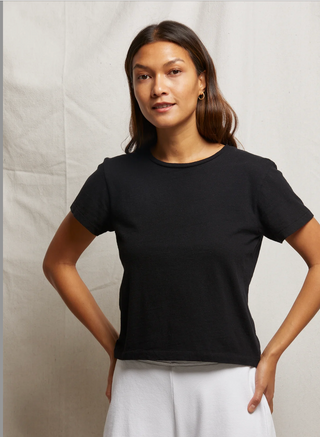Lisa Recycled Cotton SS Fitted Crew - True Black