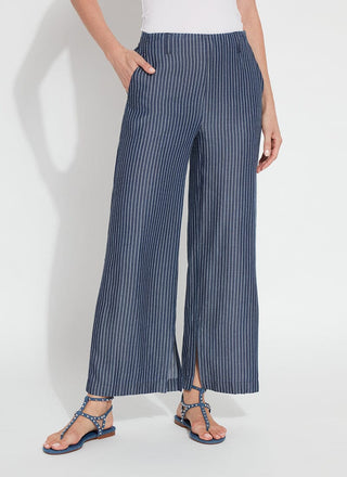 Delilah Woven Wide Leg Pant - Indigo Ledger