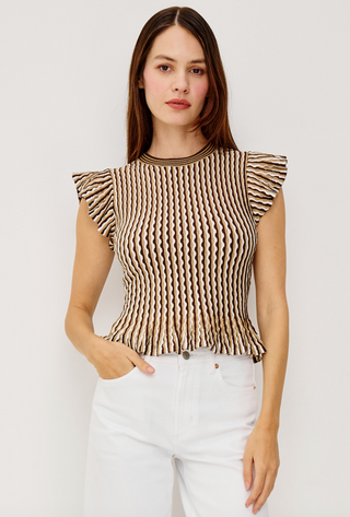 Bryn Top in Brown Stripe