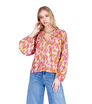 Peasant Top - Magenta Splash
