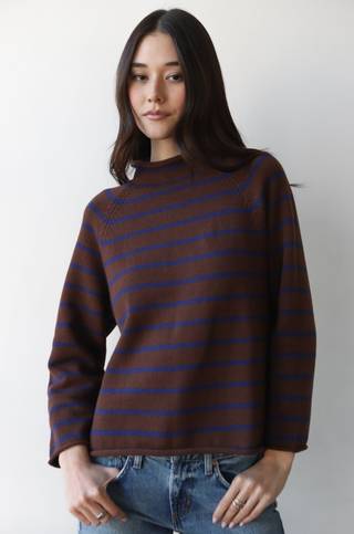 The Mockneck in Chocolate Stripe