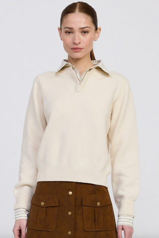 Azra Mixed Media Sweater - Ivory