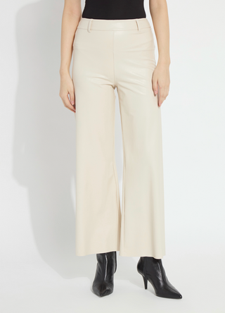 Hi Waist Vegan Leather Wide Leg in Travertine