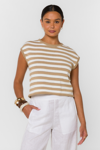 Abree Top in Iced Latte Stripe