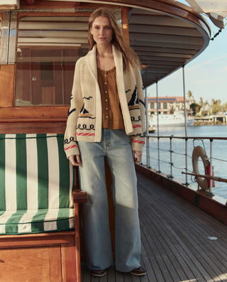 The Sailboat Lodge Cardigan in Cream