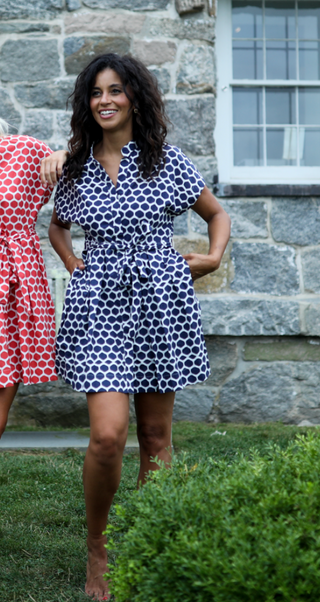 Winnie Dress in Navy Dots