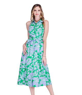 Green Petal Halter Shirtdress