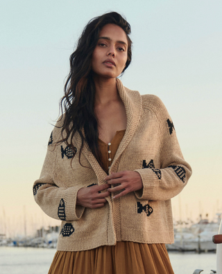 The Swimming Fish Lodge Cardigan in Natural