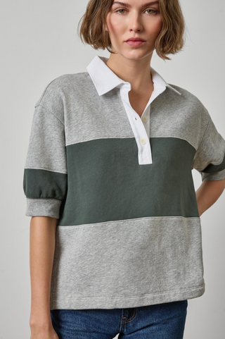 Oversized Elbow Sleeve Rugby in Heather Grey Rugby