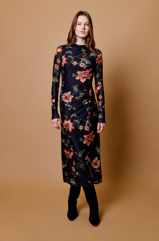 Katya Midi Dress in Chant Des Fleur Print