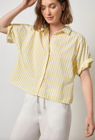 Striped Oversized Button Down in Sunflower Stripe