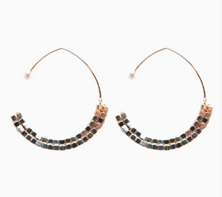Gold Beaded Statement Threader Earrings