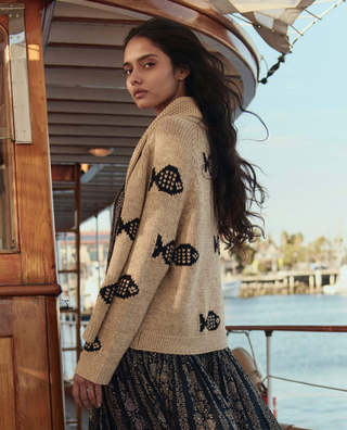 The Swimming Fish Lodge Cardigan in Natural