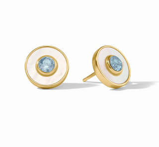 Colette Circle Stud in Chalcedony Blue