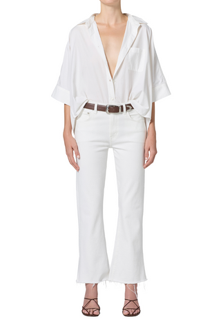 Goldie Kick Flare 27 Raw Hem in Soft White