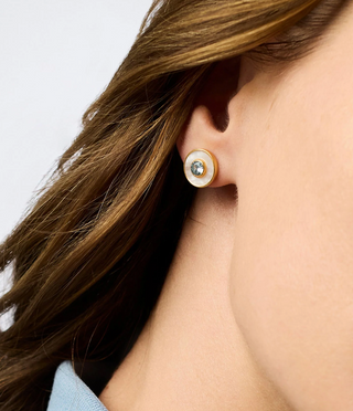 Colette Circle Stud in Chalcedony Blue