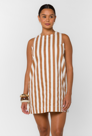 Treasure Dress in Desert Taupe Stripe