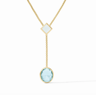 Jolie Lariat Necklace in Aquamarine Blue