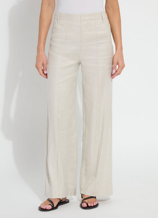 Gabriela Linen Hi Waist Pintuck Wide Leg Pant