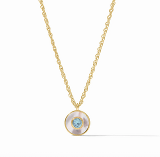 Colette Circle Delicate Necklace in Chalcedony Blue