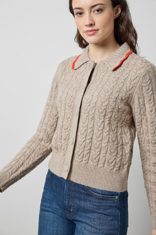 Long Sleeve Polo Cardi in Birch