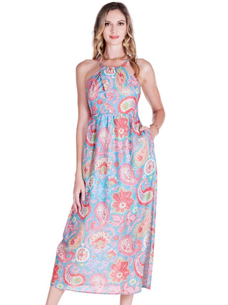 Front Cross Halter Maxi in Paisley Bloom