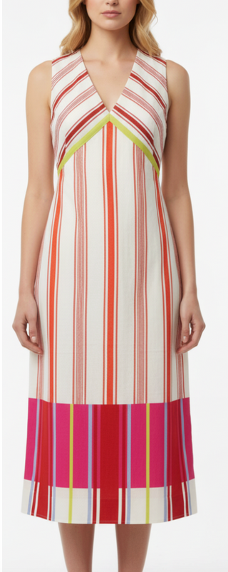Delia Midi Dress in Happy Stripe