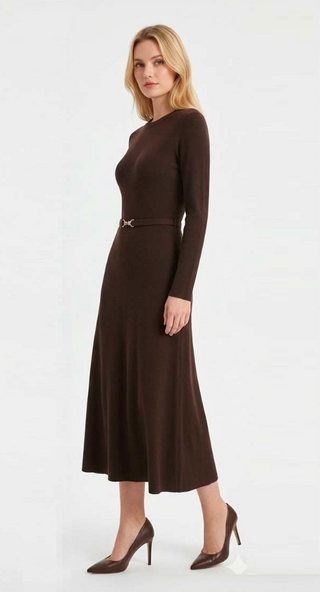 Oakland Dress in Buff Brown