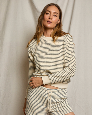 Alexi Terry Crew in Charcoal Stripe