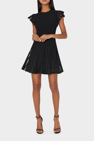 Sheer Flutter Sleeve Knit Dress