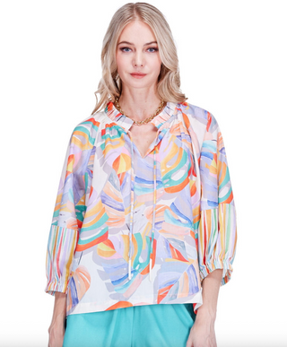 Peasant Top in Painted Palms