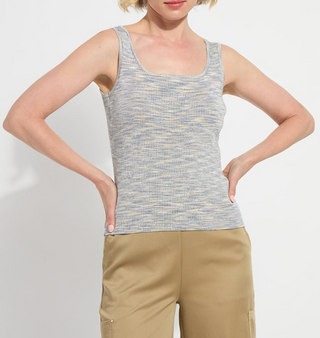 Junie Space Dye Rib Tank in Umber Blue Multi