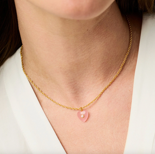 Heart Delicate Necklace in Pink Quartz
