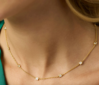 Jolie Delicate Station Necklace in Cubic Zirconia