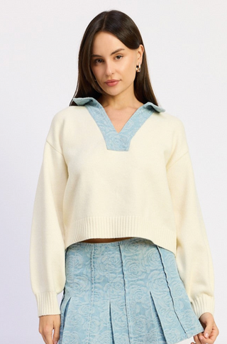 Dominque Sweater in Light Wash Denim