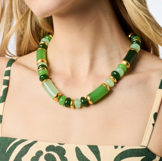Amalfi Statement Necklace in Gold & Acrylic Green