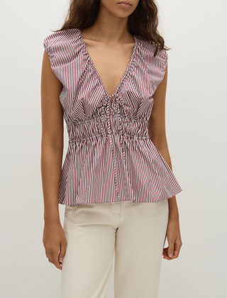 Hedda Top - Stripe Burgundy