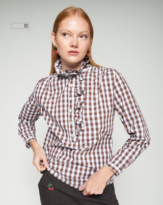 Volantes Shirt - Brown Plaid