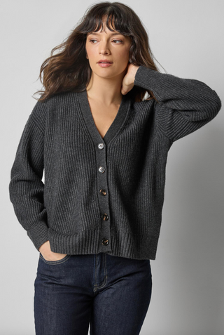 Relaxed Side Vent Cardi - Caviar