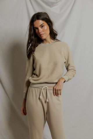 Ziggy Reverse Fleece Shrunken Crew in Driftwood