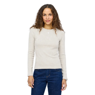 Long Sleeve Rib Tee in Oatmeal Heather