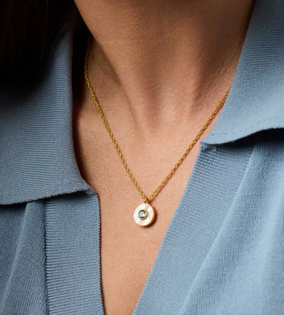 Colette Circle Delicate Necklace in Chalcedony Blue