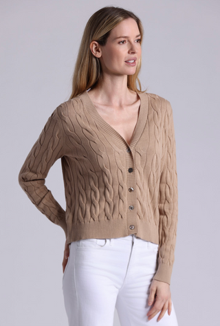 Cotton Classic Cable Cardi in Brown Sugar