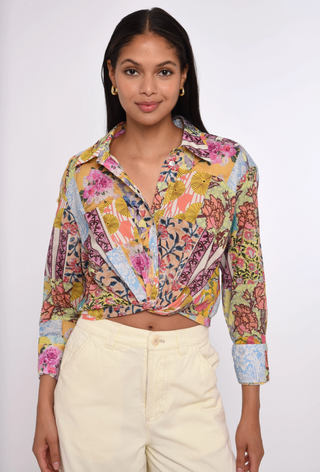 Amber Top in Petunia Patchwork Print