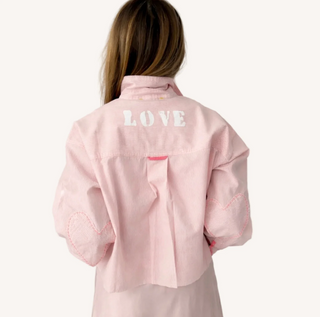 Tia LOVE Stripe Shirt in Hardly Pink / White